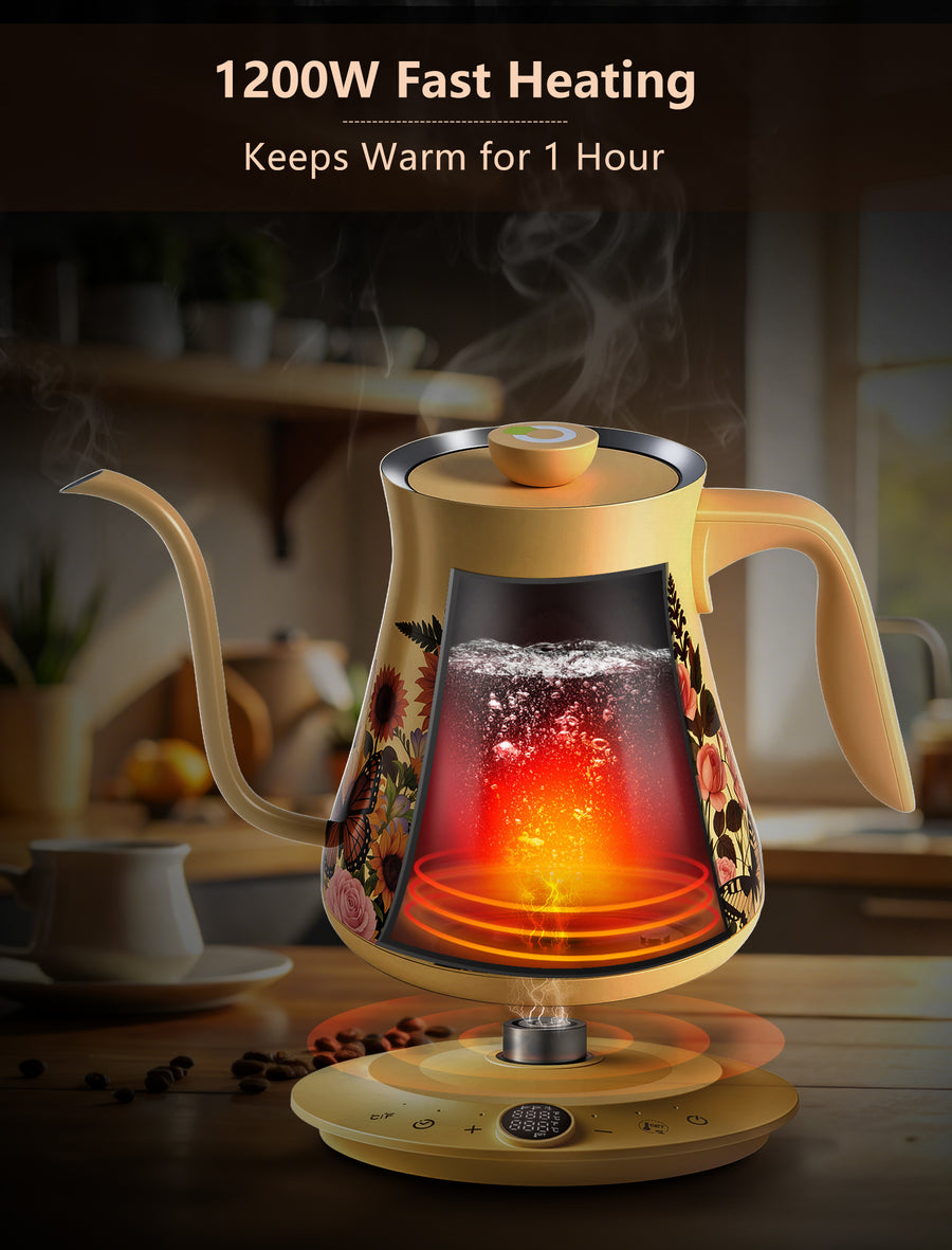 1200W fast heating and 1-hour keep warm feature for gooseneck kettle