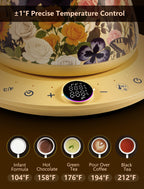 0.8L Gooseneck Electric Kettle with ±1℉ Temperature Control for Pour Over Coffee & Tea, 1200w Quick Heating, BPA-Free, Stainless Steel, Built-in Brew Timer, Floral