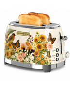 OlumaraMio Floral,2-Slice Retro Toaster, 6 Browning Levels, Removable Crumb Tray,3 Functions