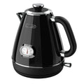 Olumaramio Retro Electric Kettle with Thermometer, 1.7L Stainless Steel Hot Water Tea Kettle, 1500W Fast Boiling, Auto Shut-Off & Boil Dry Protection, BPA Free, Black