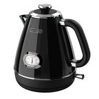 Olumaramio Retro Electric Kettle with Thermometer, 1.7L Stainless Steel Hot Water Tea Kettle, 1500W Fast Boiling, Auto Shut-Off & Boil Dry Protection, BPA Free, Black