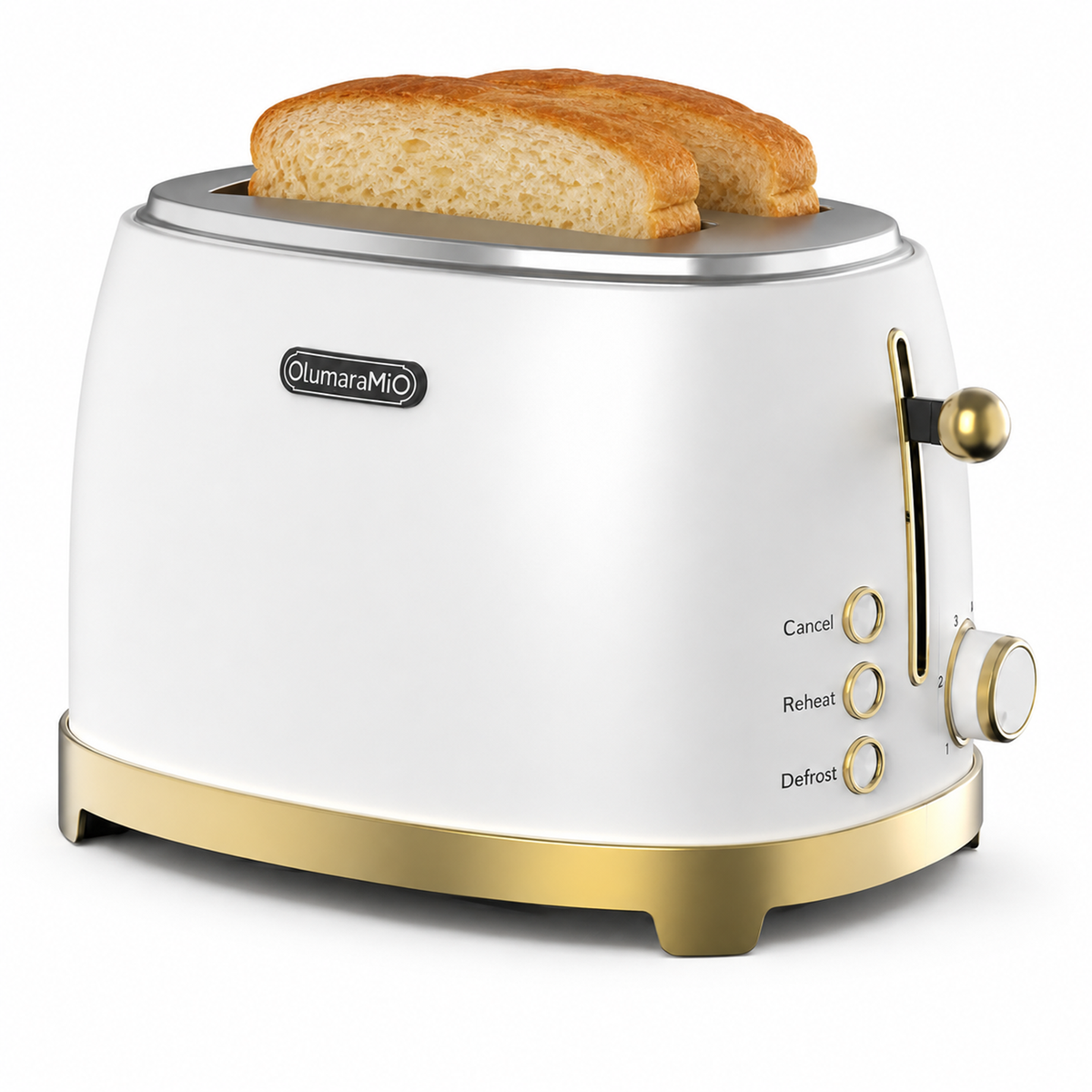 OlumaraMio 2-Slice Retro Toaster, 6 Browning Levels, Removable Crumb Tray,3 Functions