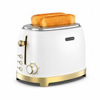 OlumaraMio 2-Slice Retro Toaster, 6 Browning Levels, Removable Crumb Tray,3 Functions