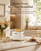 OlumaraMio 2-Slice Retro Toaster, 6 Browning Levels, Removable Crumb Tray,3 Functions