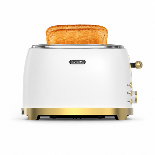 OlumaraMio 2-Slice Retro Toaster, 6 Browning Levels, Removable Crumb Tray,3 Functions