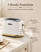 OlumaraMio 2-Slice Retro Toaster, 6 Browning Levels, Removable Crumb Tray,3 Functions