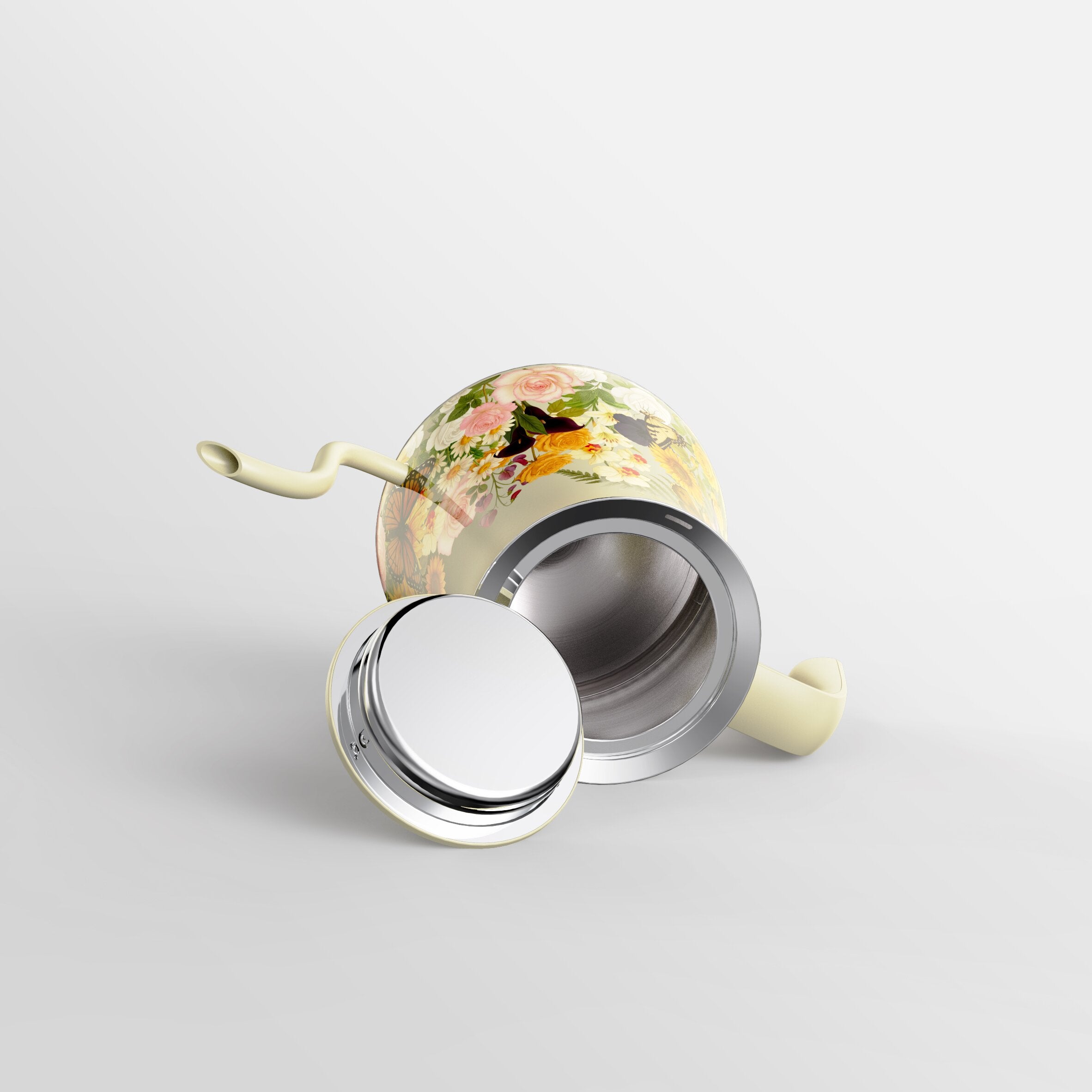 0.8L Gooseneck Electric Kettle with ±1℉ Temperature Control for Pour Over Coffee & Tea, 1200w Quick Heating, BPA-Free, Stainless Steel, Built-in Brew Timer, Floral