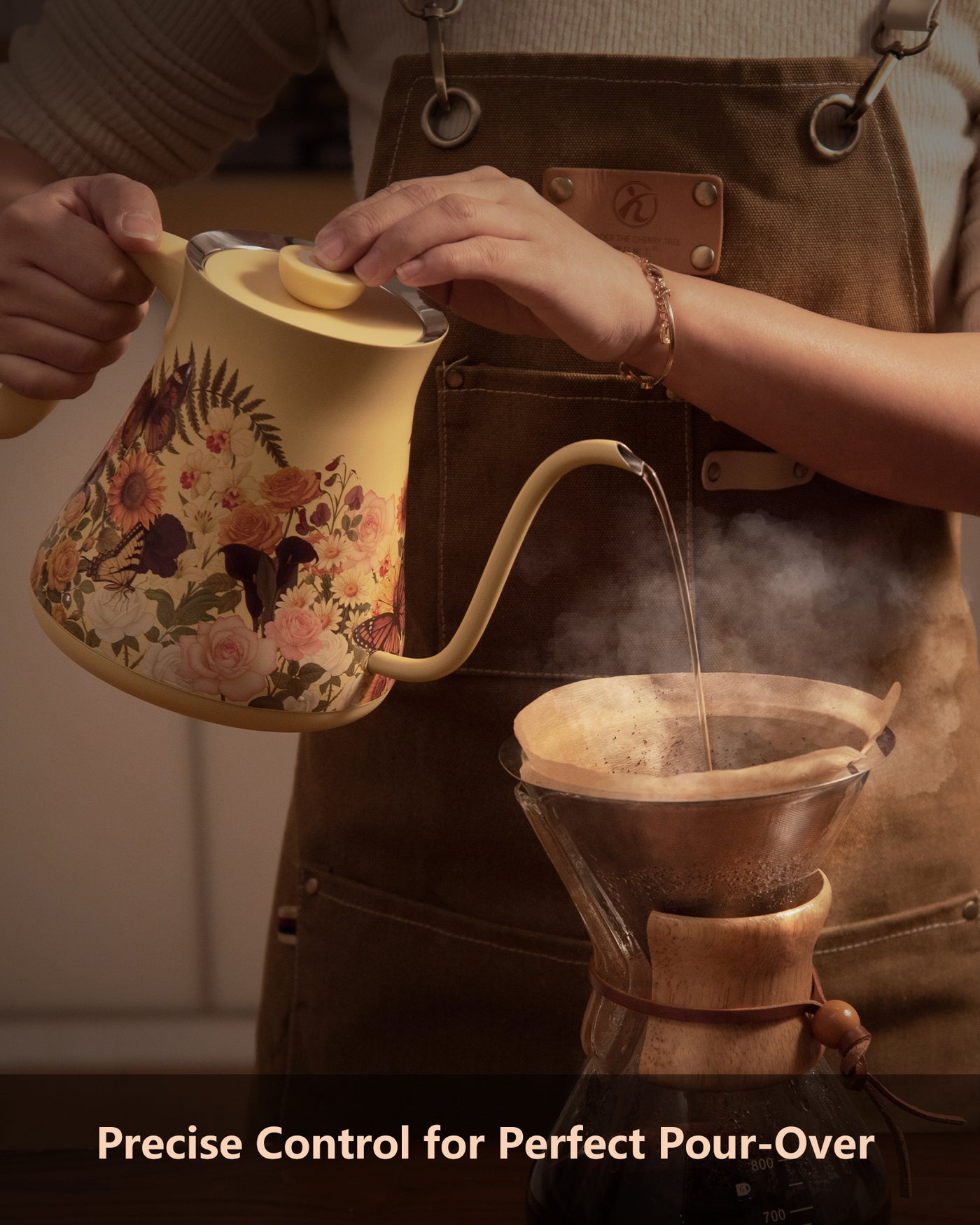Olumaramio floral gooseneck electric kettle pouring water for pour-over coffee